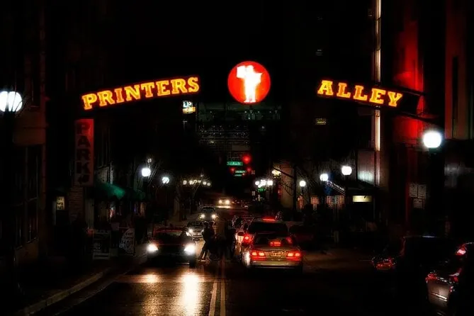 Downtown Nashville at night, home of Music City's ghost tours