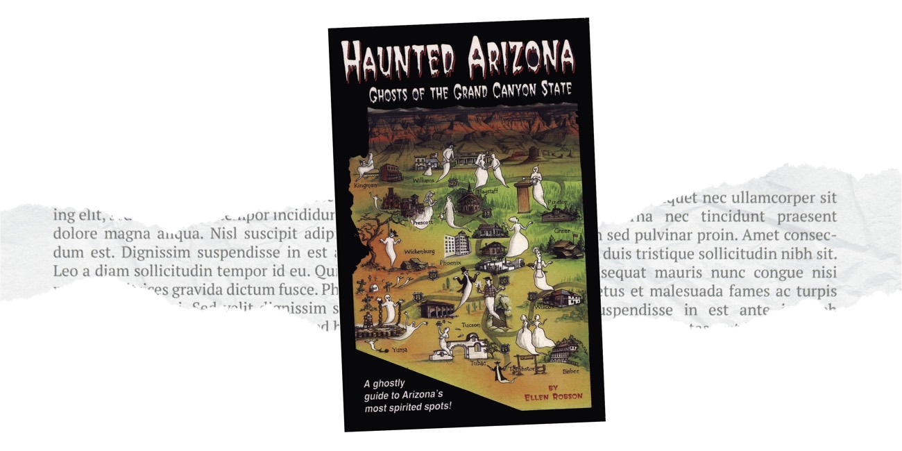 Book cover for Haunted Arizona: Ghosts of the Grand Canyon State with illustrated state map
