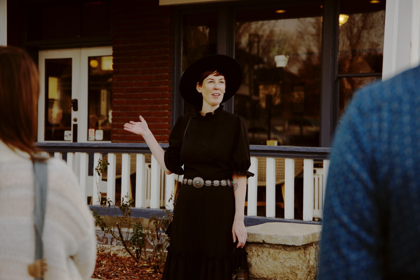 A Freaky Foot Tours guide speaks at the Hotel Vendome in Prescott, where the ghost of Abby Byr and her cat Noble are said to haunt Room 16, the most requested room in the hotel.