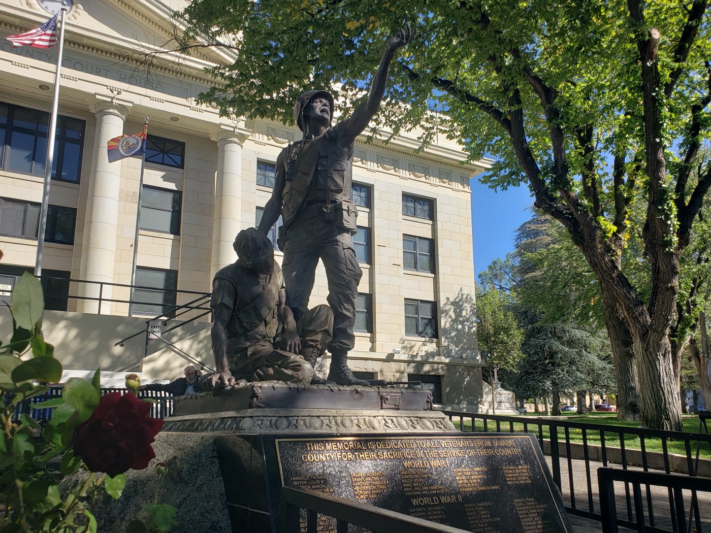 On the plaza that once anchored Arizona's first territorial capital, a bronze memorial honors Yavapai County veterans of every era.